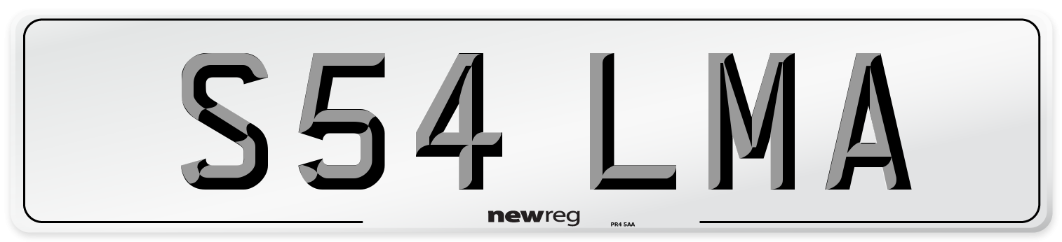 S54 LMA Number Plate from New Reg